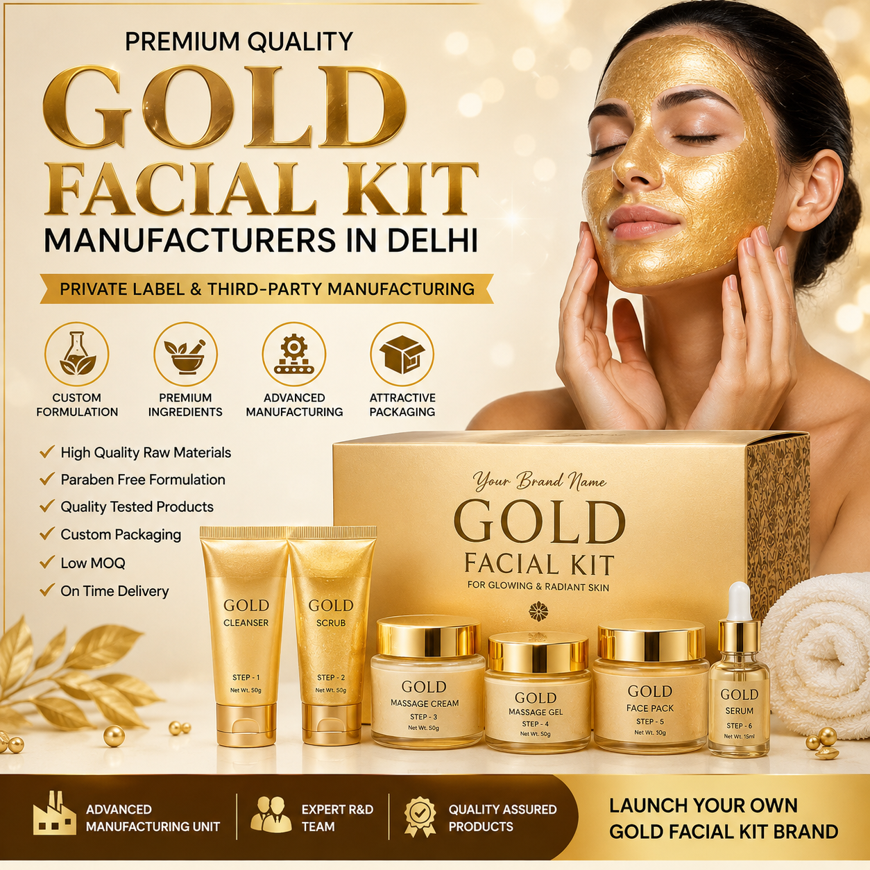 Gold Facial Kit Manufacturers in Delhi – Premium Private Label & Third-Party Manufacturing